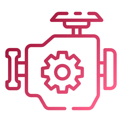 Roter Motor und rotes Zahnrad-Icon-BoostAgent