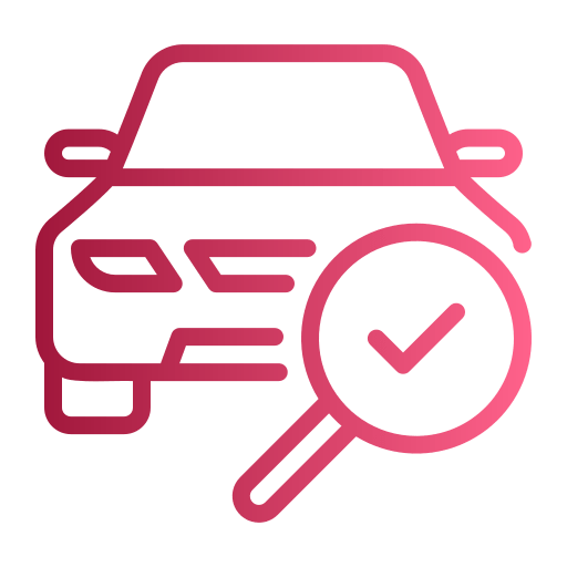 Rote Lupe prüft rotes Fahrzeug-Icon-BoostAgent